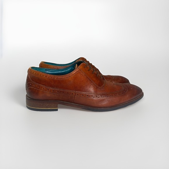 Ted Baker Brown Asonce Long Wing Lace Up Leather Oxford Shoes Men's US9 UK8 EU42 - Picture 1 of 8